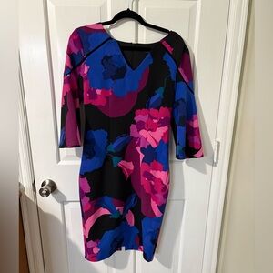 Trina Turk Black Dress with Pink & Blue Floral Print
